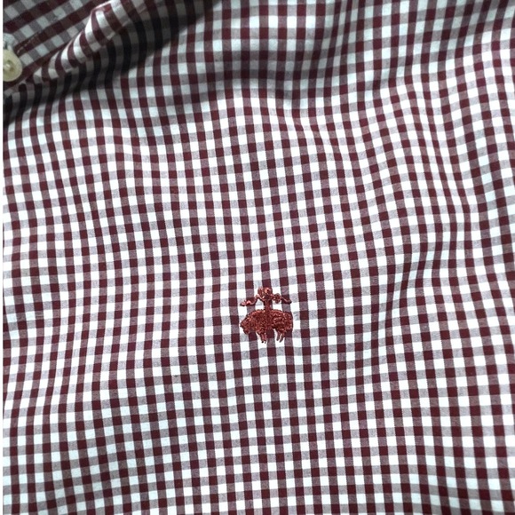 Brooks Brothers Mens XL Maroon Gingham Button Shirt Traditional Fit Non Iron - Picture 10 of 10